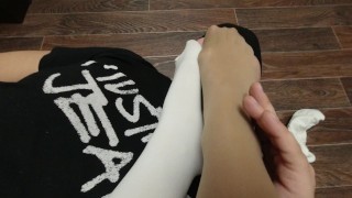 MASTURBATION IN WHITE SOCKS ON DICK FETISH