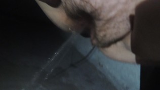 My pussy pissing on balcony at party