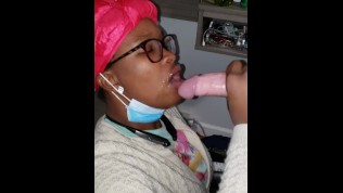 Nasty sloppy ebony – suck the nut out – swallows – 2 times- Edges the first. “I want cum daddy”