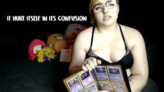 NERDY GIRL BABE SHOWS OFF POKEMON COLLECTION IN BRA + PANTIES + memes