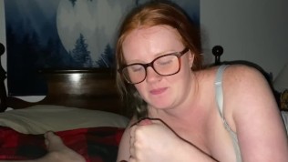 Nerdy red head gets huge facial