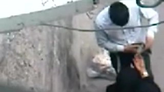 Paki Aunty in Black Burqa enjoys Muslim Sex with Paki Boy on Road