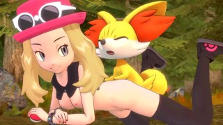 Serena gives Fennekin a reward