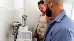 Trashy Men Sucking Big Cock At A Urinal