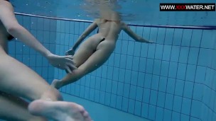 Underwater hot Russian lesbians loving each other