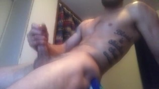 White guy with thick cock Slapping cock then jerk until big cumshot