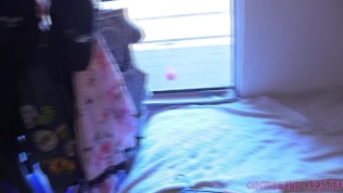 Amateur exhibitionist fucks toy outside; husband catches spanks fucks her