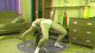 Flexible teen girl playing with dildo in 3D