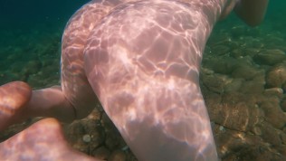 Ginger Girl with Big Natural Tits and Perfect Body Swimming Naked in Sea