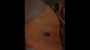 Guy in yellow panties fingers himself