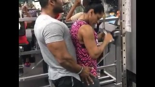 Gym trainer having all the fun he wants.mp4