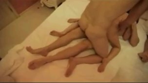 Hotwife gangbanged, husband looks