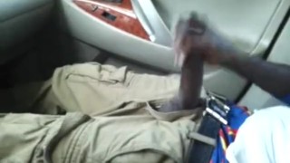 Huge Black Dick Jacking In Car