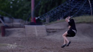 Martina Hill has an awesome Orgasm on Ropeway (Funny)
