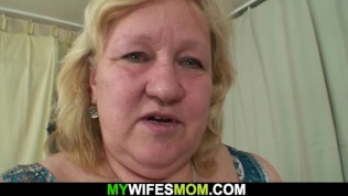 Old mother rides his cock