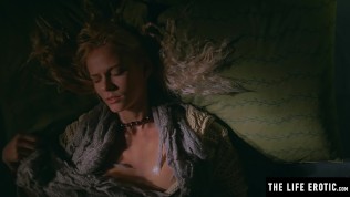 So hot she’s dripping with sweat, fingers in her drenched pussy