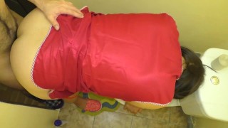 Son spied on stepmom in toilet and fucked her ass in anal and blowjob