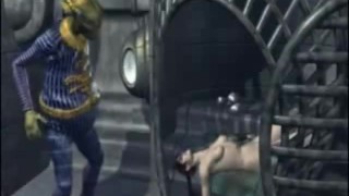 Anime gal gets in in a cage.