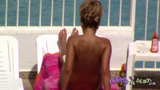 Big Bouncy Tanned 19 year old Hot Blonde by the pool big oily tits