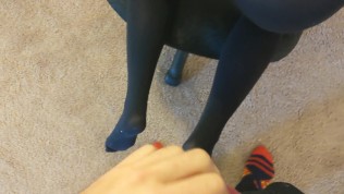 Boss Surprises Secretary and Cums on Her Pantyhose