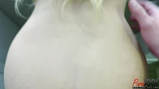 busty MILF Karen Fisher getting fucked in the bathroom before her scene