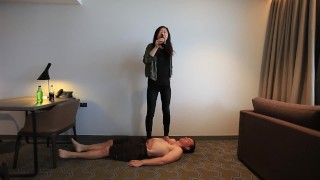 couple dominate and trample slave in hotel (preview)