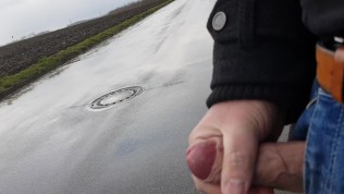 Cumshot on public street