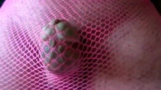 Curved low hanging small dick erection sexy pink fish net – [5-17-14-5516]