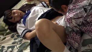 Cute Petite Japanese School Girl Enjoy sex with middle-age guy