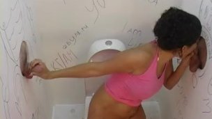 Double gloryhole in club