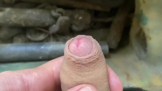 Extreme long cock masturbation outside