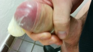 Filling A Condom With Cum In Public Toilet