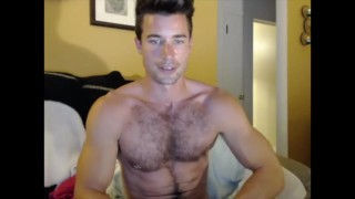 Gorgeous hunk with ohmibod jerks off and eats his cum