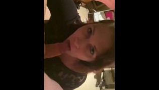 Homemade blowjob from a soccer mom ends with cum in her mouth