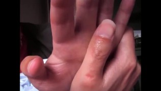 Hot girl takes pleasure and masturbates herself in sucking kissing her fingers and biting nails