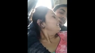 indian marrried girl romance with ex boyfriend in car nd kissing each other