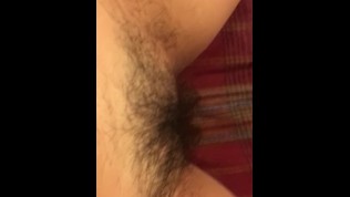 Large Tits and Hairy Pussy in Striped Dress