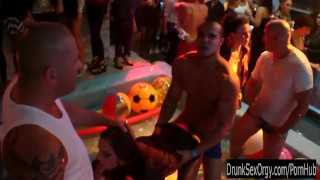 Nasty party chicks fucking in club orgy