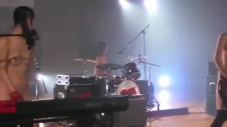 Nude japanese female rock band’s performance