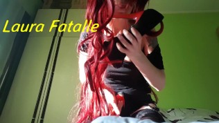 Redhead Slut In Black Lingerie Fucking & Licking Heels & Toes Sucking