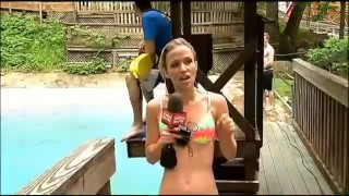 Reporter Anna Gilligan Reporting From Action Park In A Bikini