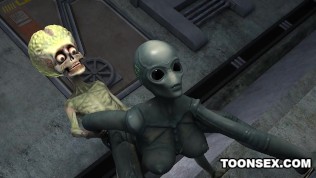 Sexy 3D cartoon alien babe fucked hard by a martian