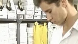 Simona Valli selling shoes