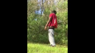 Stroking my cock on a nature trail… almost caught at the end!