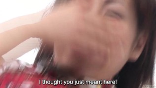 Subtitled bottomless Japanese pubic hair shaving in HD