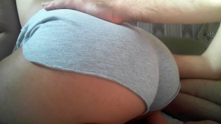 Teen rubbing cock until it cums all over pussy, cum on panties.