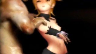 3D Monster Jizzes on Her Face!