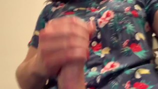 Asuka pumps her oily cock until orgasm