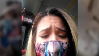 belle femme montre poitrine minou fontaine exhib bus masturbation lovense