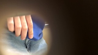 Big cock peeing in the college bathroom